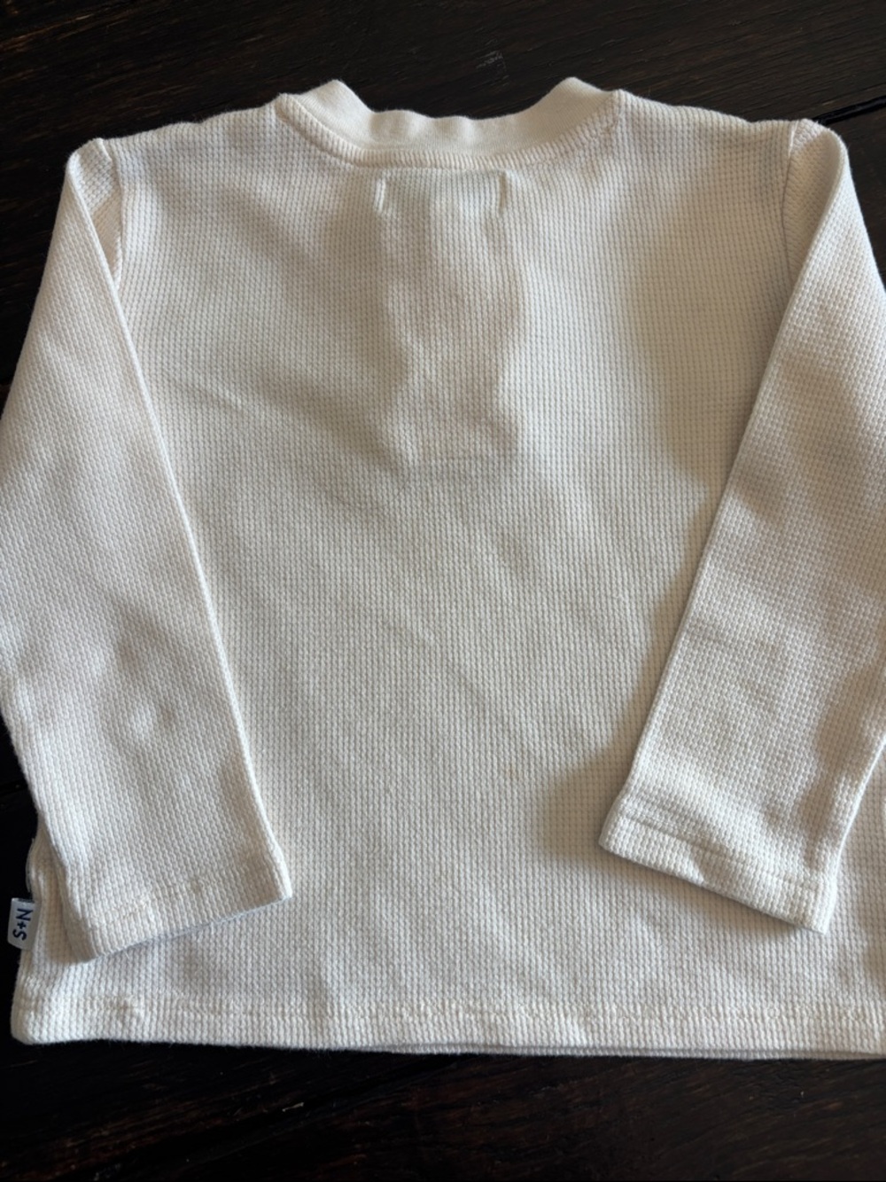 Sammy + Nat White Waffle Henley Long-Sleeve Tee - Picture 5 of 6